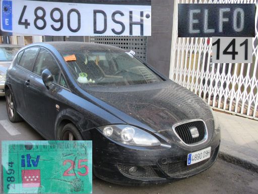 Vehículos abandonados, verlassene Fahrzeuge, Madrid, Spanien, Seat Leon, Kennzeichen 4890 DSH, Erstzulassung Januar 2005, Calle Elfo 141, 28027 Madrid im August 2025