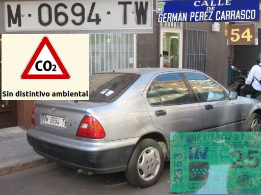 Vehículos abandonados, verlassene Fahrzeuge, Madrid, Spanien, Honda Civic 1.5, Kennzeichen M 0694 TW, Erstzulassung September 1996, Calle German Perez Carrasco 54, 28027 Madrid im August 2025