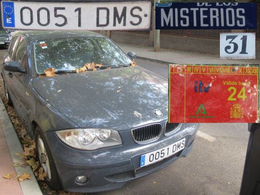 Vehículos abandonados, verlassene Fahrzeuge, Madrid, Spanien, BMW 118d, Kennzeichen 0051 DMS, Erstzulassung Januar 2005, Calle Misterios 31, 28027 Madrid im August 2025