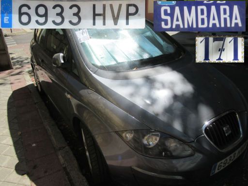 Veh&iacute;culos abandonados, verlassene Fahrzeuge, Madrid, Spanien, Seat Altea Ecomotive, Kennzeichen 6933 HVP, Erstzulassung Februar 2014, Calle Sambara 171, 28027 Madrid im August 2026