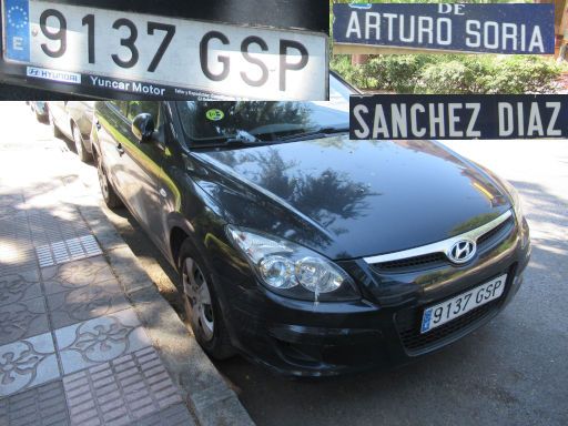 Veh&iacute;culos abandonados, verlassene Fahrzeuge, Madrid, Spanien, Hyundai i30 CRDI, Kennzeichen 9137 GSP, Erstzulassung Dezember 2009, Calle Arturo Soria / Calle Sanchez Diaz, 28027 Madrid im August 2026