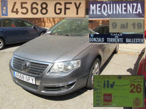Veh&iacute;culos abandonados, verlassene Fahrzeuge, Madrid, Spanien, Volkswagen Passat TDI, Kennzeichen 4568 GFY, Erstzulassung Juli 2008, Calle Mequinenza 9 / Calle Gonzalo Torrente Ballester, 28022 Madrid im August 2026