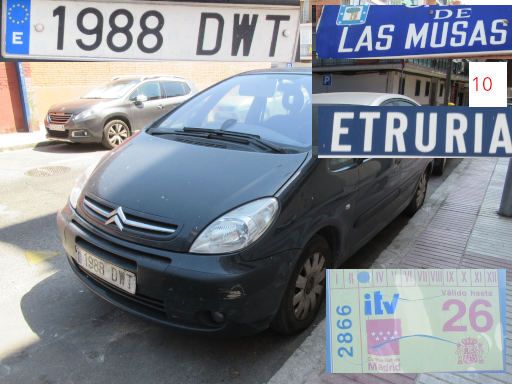 Veh&iacute;culos abandonados, verlassene Fahrzeuge, Madrid, Spanien, Citro&euml;n Xsara, Kennzeichen 1988 DWT, Erstzulassung Januar 2005, Calle Musas 10, 28022 Madrid im August 2026