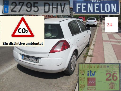Veh&iacute;culos abandonados, verlassene Fahrzeuge, Madrid, Spanien, Renault Megane, Kennzeichen 2795 DHV, Erstzulassung Januar 2005, Calle Fenelon 24, 28022 Madrid im August 2026