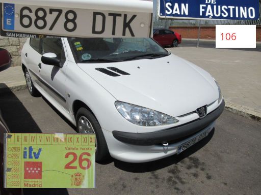 Veh&iacute;culos abandonados, verlassene Fahrzeuge, Madrid, Spanien, Peugeot 206, Kennzeichen 6878 DTK, Erstzulassung Januar 2005, Calle San Faustino 106, 28022 Madrid im August 2026