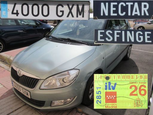 Veh&iacute;culos abandonados, verlassene Fahrzeuge, Madrid, Spanien, Skoda Fabia HTP, Kennzeichen 4000 GXM, Erstzulassung Juni 2010, Calle Nectar / Calle Esfinge, 28022 Madrid im August 2026