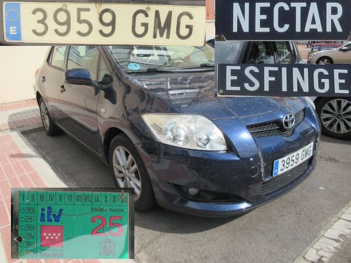 Veh&iacute;culos abandonados, verlassene Fahrzeuge, Madrid, Spanien, Toyota, Kennzeichen 3959 GMG, Erstzulassung Mai 2009, Calle Nectar / Calle Esfinge, 28022 Madrid im August 2026