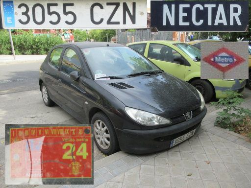 Veh&iacute;culos abandonados, verlassene Fahrzeuge, Madrid, Spanien, Peugeot 2026, Kennzeichen 3055 CZN, Erstzulassung August 2004, Calle Nectar beim Metro Betriebshof, 28022 Madrid im August 2026
