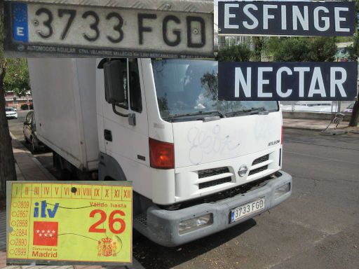Veh&iacute;culos abandonados, verlassene Fahrzeuge, Madrid, Spanien, Nissan Atleon, Kennzeichen 3733 FGD, Erstzulassung September 2006, Calle Esfinge / Calle Nectar, 28022 Madrid im August 2026