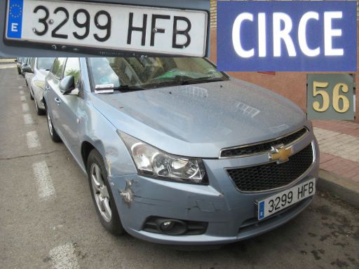 Veh&iacute;culos abandonados, verlassene Fahrzeuge, Madrid, Spanien, Chevrolet Cruze LS, Kennzeichen 3299 HFB, Erstzulassung Juni 2011, Calle Circe 56, 28022 Madrid im August 2026