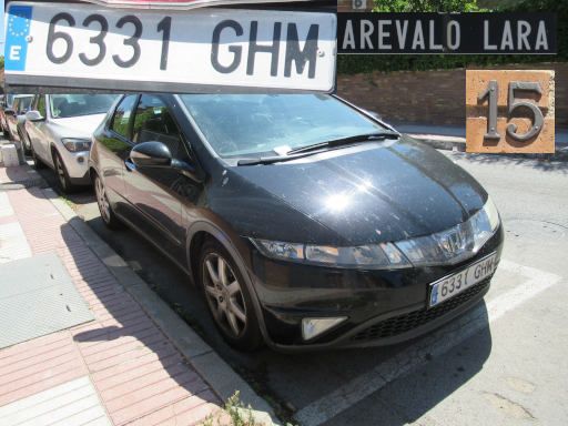 Veh&iacute;culos abandonados, verlassene Fahrzeuge, Madrid, Spanien, Honda Civic, Kennzeichen 6331 GHM, Erstzulassung September 2008, Calle Arevalo Lara 15, 28027 Madrid im August 2026