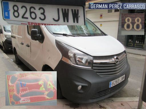 Veh&iacute;culos abandonados, verlassene Fahrzeuge, Madrid, Spanien, Opel Vivavo CDTI, Kennzeichen 8263 JWW, Erstzulassung Februar 2017, Calle German Perez Carrasco 88, 28027 Madrid im August 2026