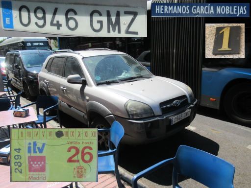Veh&iacute;culos abandonados, verlassene Fahrzeuge, Madrid, Spanien, Hyundai Tucson, Kennzeichen 0946 GMZ, Erstzulassung Juni 2009, Calle Hermanos Garcia Noblejas 1, 28037 Madrid im August 2026