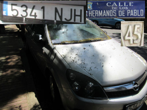 Veh&iacute;culos abandonados, verlassene Fahrzeuge, Madrid, Spanien, Opel Astra GTC, Kennzeichen 5341 NJH, Erstzulassung in Spanien Dezember 2025, Calle Hermanos de Pablo 45, 28027 Madrid im August 2026