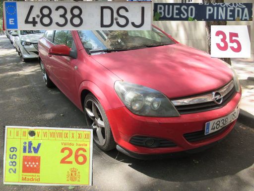 Veh&iacute;culos abandonados, verlassene Fahrzeuge, Madrid, Spanien, Opel Astra GTC, Kennzeichen 4838 DSJ, Erstzulassung Januar 2005, Calle Bueso Pineda 35, 28043 Madrid im August 2026