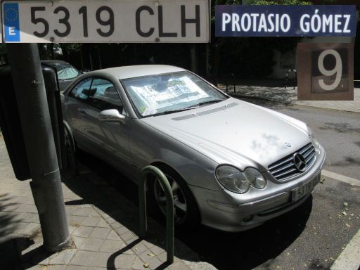 Veh&iacute;culos abandonados, verlassene Fahrzeuge, Madrid, Spanien, Mercedes-Benz CLK 200 Kompressor, Kennzeichen 5319 CLH, Erstzulassung August 2003, Calle Protasio Gomez 9, 28027 Madrid im August 2026