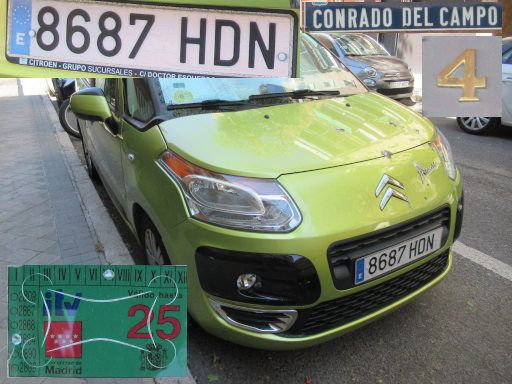 Veh&iacute;culos abandonados, verlassene Fahrzeuge, Madrid, Spanien, Citro&euml;n Picasso, Kennzeichen 8687 HDN, Erstzulassung Mai 2011, Calle Conrado del Campo 4, 28027 Madrid im August 2026