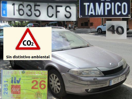 Veh&iacute;culos abandonados, verlassene Fahrzeuge, Madrid, Spanien, Renault Laguna, Kennzeichen 1635 CFS, Erstzulassung M&auml;rz 2003, Calle Tampico 40, 28027 Madrid im August 2026