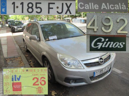 Veh&iacute;culos abandonados, verlassene Fahrzeuge, Madrid, Spanien, Opel Signum 1.9 CDTI, Kennzeichen 1185 FJK, Erstzulassung Dezember 2006, Calle Alcala 492, 28027 Madrid im August 2026