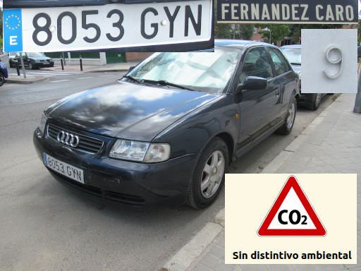 Veh&iacute;culos abandonados, verlassene Fahrzeuge, Madrid, Spanien, Audi A3 1.9 TDI, Kennzeichen 8053 GYN, Erstzulassung September 2010, Calle Fernandez Caro 9, 28027 Madrid im August 2026