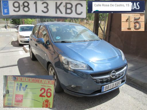 Veh&iacute;culos abandonados, verlassene Fahrzeuge, Madrid, Spanien, Opel Corsa, Kennzeichen 9813 KBC, Erstzulassung Juni 2017, Calle Rosa de Castro 15, 28043 Madrid im August 2026