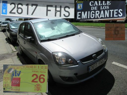 Veh&iacute;culos abandonados, verlassene Fahrzeuge, Madrid, Spanien, Ford Fiesta, Kennzeichen 2617 FHS, Erstzulassung November 2006, Calle de los Emigrantes 6, 28043 Madrid im August 2026