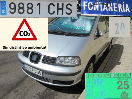 Veh&iacute;culos abandonados, verlassene Fahrzeuge, Madrid, Spanien, Seat Alhambra, Kennzeichen 9881 CHS, Erstzulassung Mai 2003, Calle Fontaneria 20, 28043 Madrid im August 2026