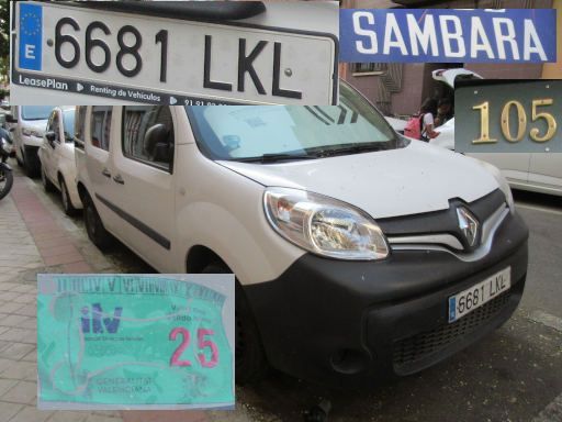 Veh&iacute;culos abandonados, verlassene Fahrzeuge, Madrid, Spanien, Renault Kangoo, Kennzeichen 6681 LKL, Erstzulassung Oktober 2020, Calle Sambara 105, 28027 Madrid im August 2026