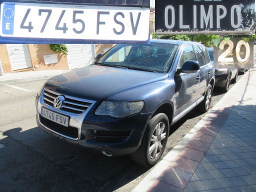 Veh&iacute;culos abandonados, verlassene Fahrzeuge, Madrid, Spanien, Volkswagen Touareg TDI V6, Kennzeichen 4745 FSV, Erstzulassung Juli 2007, Calle Olimpo 20, 28043 Madrid im August 2026