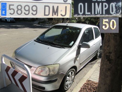 Veh&iacute;culos abandonados, verlassene Fahrzeuge, Madrid, Spanien, Hyundai Getz, Kennzeichen 5899 DMJ, Erstzulassung Januar 2005, Calle Olimpo 50, 28043 Madrid im August 2026