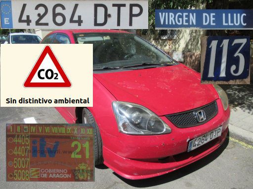 Veh&iacute;culos abandonados, verlassene Fahrzeuge, Madrid, Spanien, Honda Civic Sport CTDi, Kennzeichen 4264 DTP, Erstzulassung Januar 2005, Calle Virgen de Lluc 113, 28027 Madrid im August 2026