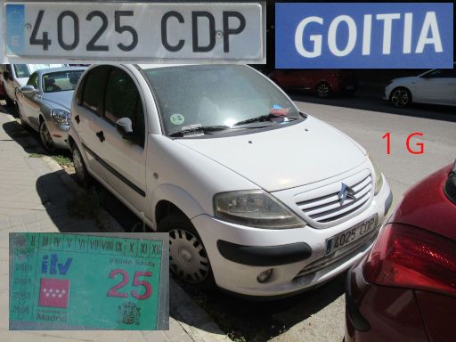 Veh&iacute;culos abandonados, verlassene Fahrzeuge, Madrid, Spanien, Citro&euml;n C3, Kennzeichen 4025 CDP, Erstzulassung Januar 2003, Calle Goitia 1 G, 28027 Madrid im August 2026