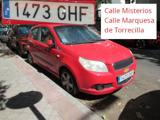 Veh&iacute;culos abandonados, verlassene Fahrzeuge, Madrid, Spanien, Chevrolet Aveo, Kennzeichen 1473 GHF, Erstzulassung August 2008, Calle Misterios / Calle Marquesa de Torrecilla, 28027 Madrid im August 2026
