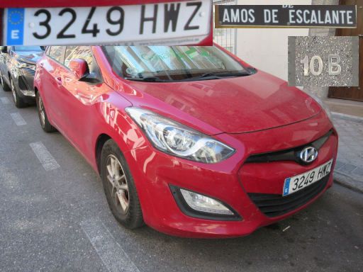 Veh&iacute;culos abandonados, verlassene Fahrzeuge, Madrid, Spanien, Hyundai i30 CRDi, Kennzeichen 3249 HWZ, Erstzulassung Mai 2014, Calle Amos de Escalante 10 B, 28017 Madrid im August 2026