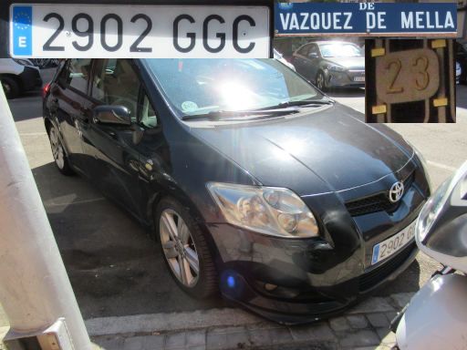 Veh&iacute;culos abandonados, verlassene Fahrzeuge, Madrid, Spanien, Toyota Auris D4D, Kennzeichen 2902 GGC, Erstzulassung Juli 2008, Calle Vazquez de Mella 23, 28017 Madrid im August 2026