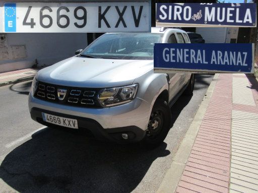 Veh&iacute;culos abandonados, verlassene Fahrzeuge, Madrid, Spanien, Dacia Duster, Kennzeichen 4669 KXV, Erstzulassung Juni 2019, Calle Siro Muela / Calle General Aranaz, 28027 Madrid im August 2026