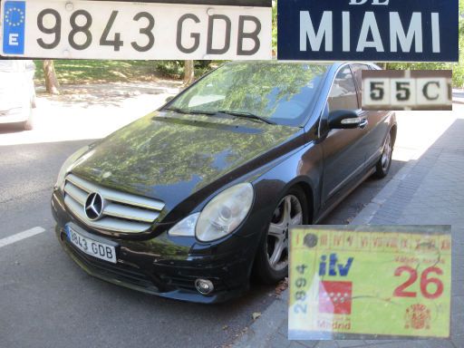 Veh&iacute;culos abandonados, verlassene Fahrzeuge, Madrid, Spanien, Mercedes-Benz R 320, Kennzeichen 9843 GDB, Erstzulassung April 2008, Calle Miami 55 C / Calle Siro Muela, 28027 Madrid im August 2026