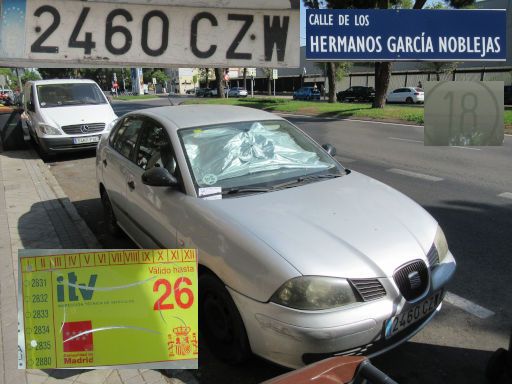 Veh&iacute;culos abandonados, verlassene Fahrzeuge, Madrid, Spanien, Seat Cordoba, Kennzeichen 2460 CZW, Erstzulassung September 2004, Calle Hermanos Garcia Noblejas 18, 28037 Madrid im August 2026