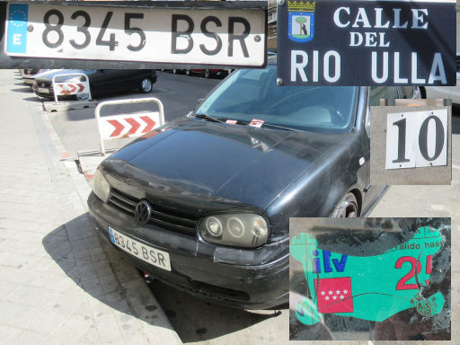Veh&iacute;culos abandonados, verlassene Fahrzeuge, Madrid, Spanien, Volkswagen Golf 1.8 T, Kennzeichen 8345 BSR, Erstzulassung Februar 2002, Calle Rio Ulla 10, 28017 Madrid im August 2026
