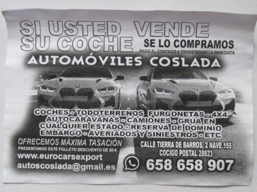 Vehículos abandonados, verlassene Fahrzeuge, Madrid, Spanien, Auto Kärtchenhändler Automóviles Coslada Mobiltelefon +34 658 658 907 im Dezember 2025