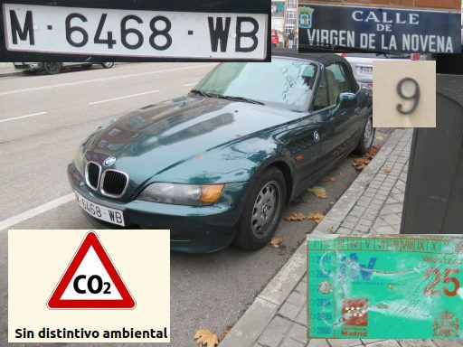 Veh&iacute;culos abandonados, verlassene Fahrzeuge, Madrid, Spanien, BMW Z1, Kennzeichen M 6468 WB, Erstzulassung Juni 1998, Calle Virgen de la Novena 9, 28027 Madrid im Dezember 2025