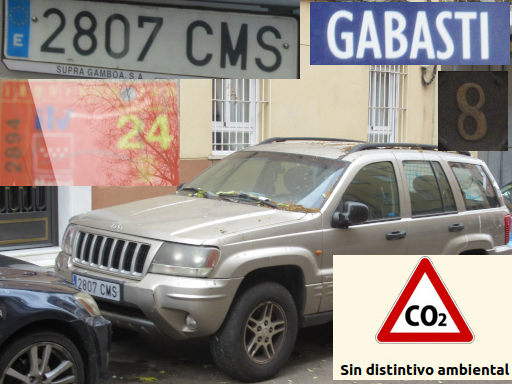 Veh&iacute;culos abandonados, verlassene Fahrzeuge, Madrid, Spanien, Jeep Cherokee CRD Quadra Drive, Kennzeichen 2807 CMS, Erstzulassung Oktober 2003, Calle Gabasti 8, 28027 Madrid im Dezember 2025