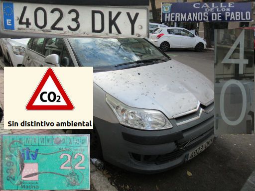 Veh&iacute;culos abandonados, verlassene Fahrzeuge, Madrid, Spanien, Citroen C4, Kennzeichen 4023 DKY, Erstzulassung Januar 2005, Calle Hermanos de Pablo 40, 28027 Madrid im Dezember 2025