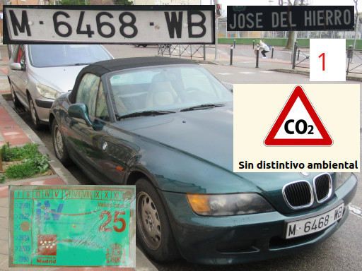 Veh&iacute;culos abandonados, verlassene Fahrzeuge, Madrid, Spanien, BMW Z3, Kennzeichen M 6468 WB, Erstzulassung Juni 1998, Calle Jose del Hierro 1, 28027 Madrid im Februar 2026