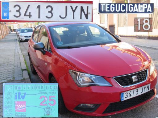 Veh&iacute;culos abandonados, verlassene Fahrzeuge, Madrid, Spanien, Seat Ibiza TSI, Kennzeichen 3413 JYN, Erstzulassung April 2017, Calle Tegucigalpa 18, 28027 Madrid im Februar 2026