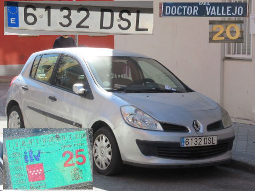 Veh&iacute;culos abandonados, verlassene Fahrzeuge, Madrid, Spanien, Renault Clio, Kennzeichen 6132 DSL, Erstzulassung Januar 2005, Calle Doctor Vallejo 20, 28027 Madrid im Februar 2026