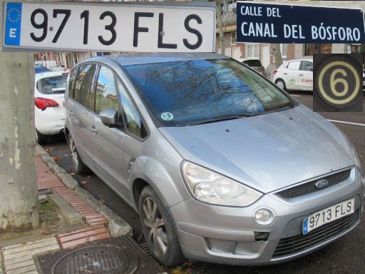 Veh&iacute;culos abandonados, verlassene Fahrzeuge, Madrid, Spanien, Ford S-Max TDCi, Kennzeichen 9713 FLS, Erstzulassung Februar 2007, Calle Canal del Bosforo 6, 28037 Madrid im Februar 2026