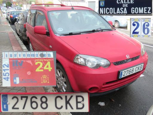 Veh&iacute;culos abandonados, verlassene Fahrzeuge, Madrid, Spanien, Honda HR-V, Kennzeichen 2768 CKB, Erstzulassung Juni 2003, Calle Nicolasa Gomez 26, 28037 Madrid im Februar 2026