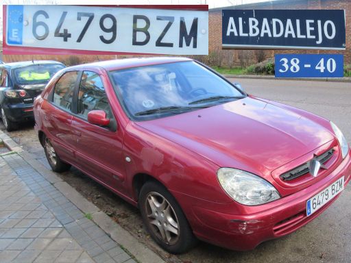 Veh&iacute;culos abandonados, verlassene Fahrzeuge, Madrid, Spanien, Citro&euml;n Xsara, Kennzeichen 6479 BZM, Erstzulassung September 2002, Calle Albadalejo 40, 28037 Madrid im Februar 2026