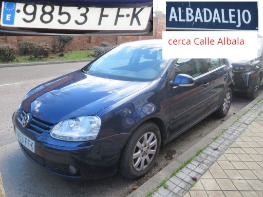 Veh&iacute;culos abandonados, verlassene Fahrzeuge, Madrid, Spanien, Volkswagen Golf 1.9 TDI, Kennzeichen 9853 FFK, Erstzulassung September 2006, Calle Albadalejo cerca Calle Albala, 28037 Madrid im Februar 2026